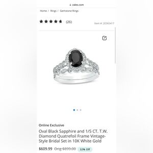 ZALES black sapphire wedding set